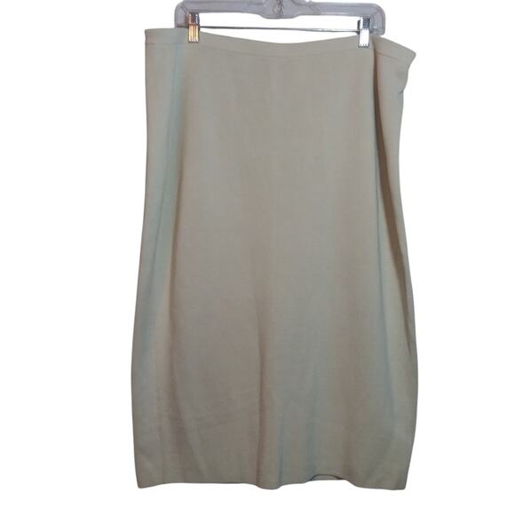 Eileen Fisher Silk Organic Cotton Interlock Pencil Skirt In Bone Career  Sz 1X - Picture 2 of 8